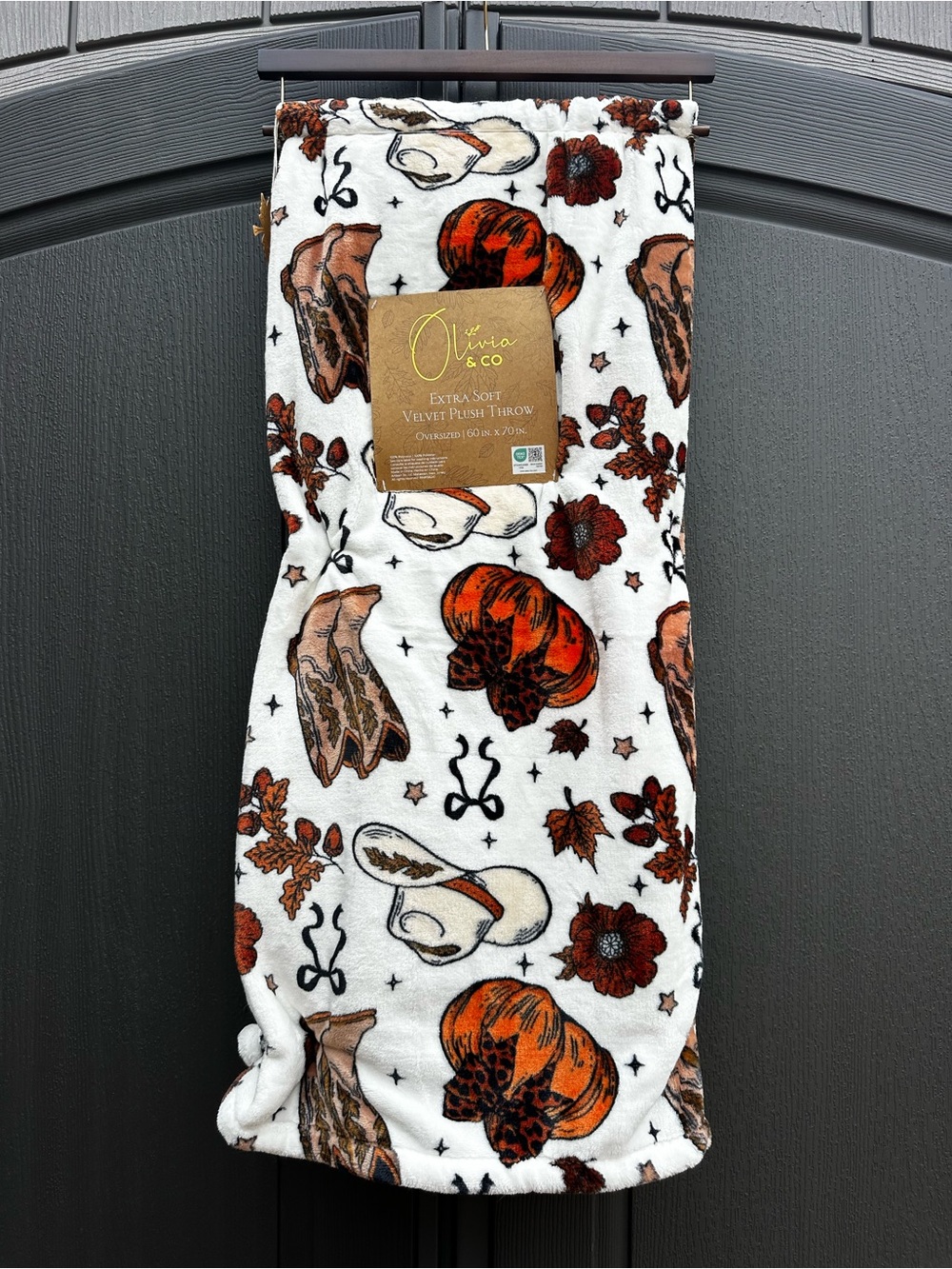 Autumn Harvest Western Cowgirl - Olivia & Co Plush Throw Blanket NWT